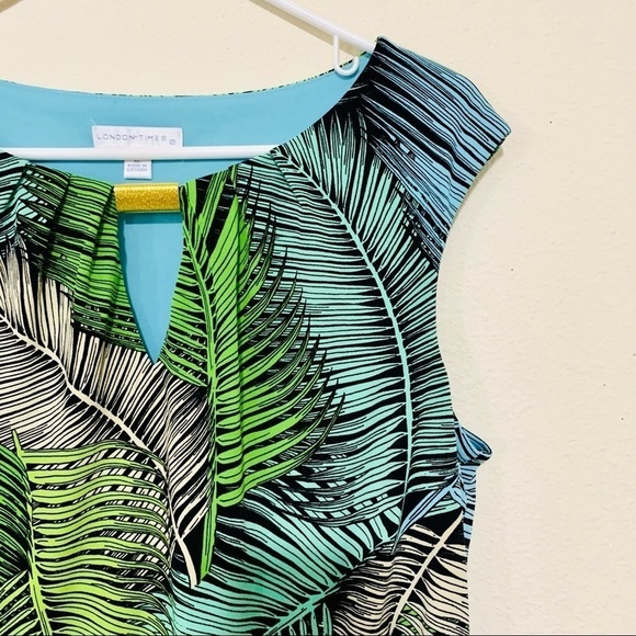 LONDON TIMES Tropical Palm prints maxi dress sz 12 - Picture 5 of 8